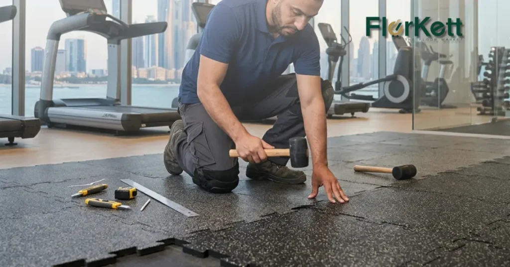 Modular fitness floor tiles | Interlocking Gym Floor Tiles Dubai | Florkett