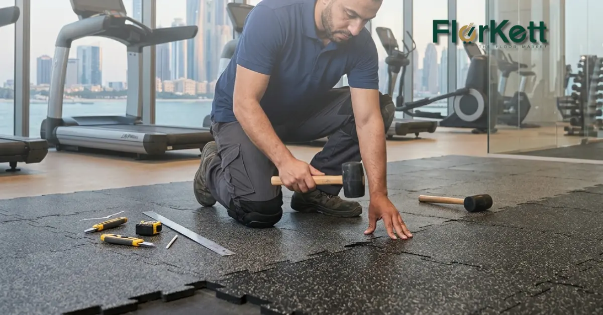 Modular fitness floor tiles | Interlocking Gym Floor Tiles Dubai | Florkett